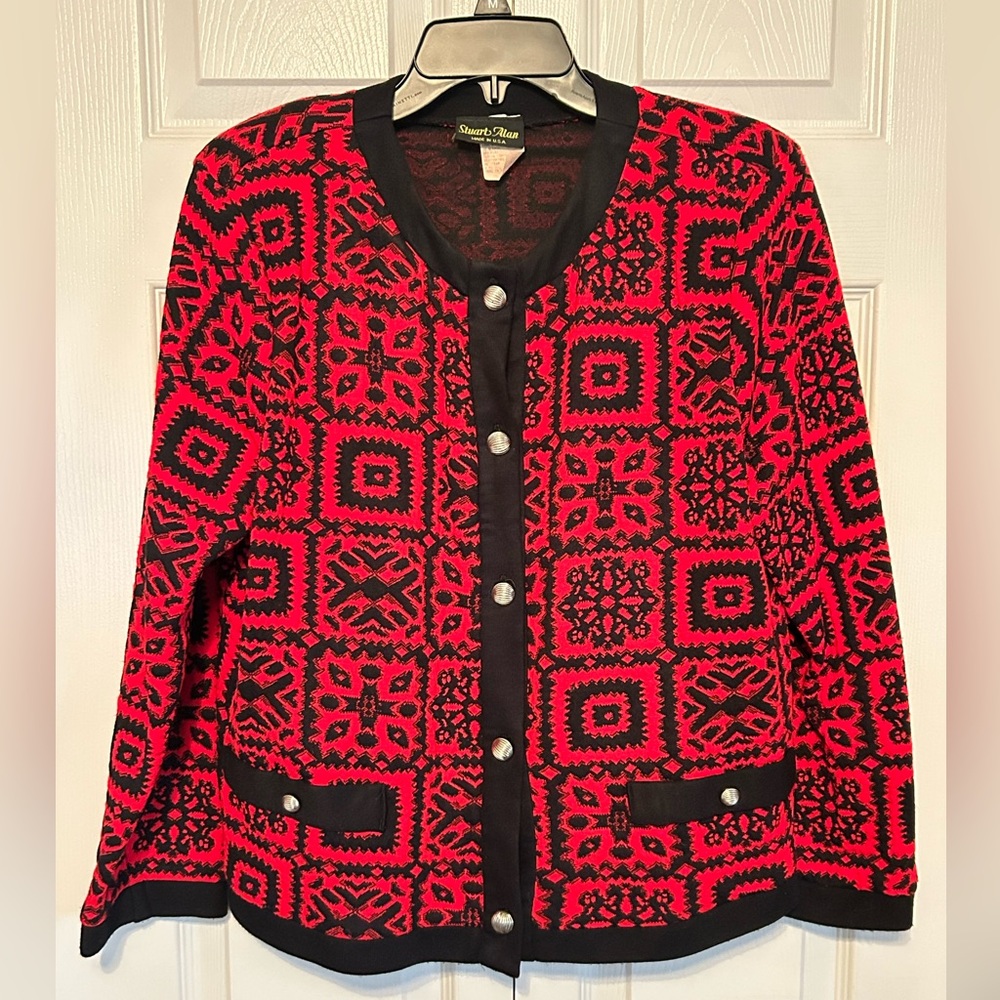 Stuart Allen Vintage Women’s Size 16 Knit Cardigan Sweater Blazer Made In USA